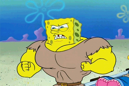 Spongebob ripping his shirt off