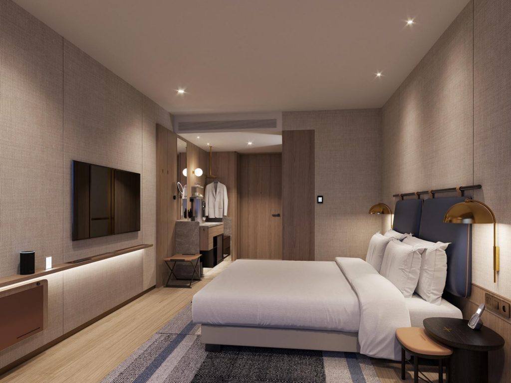 Well-lit hotel room