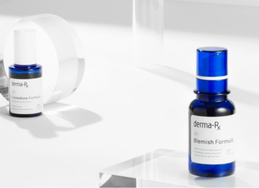 DermaPX blemish formula in a blue bottle