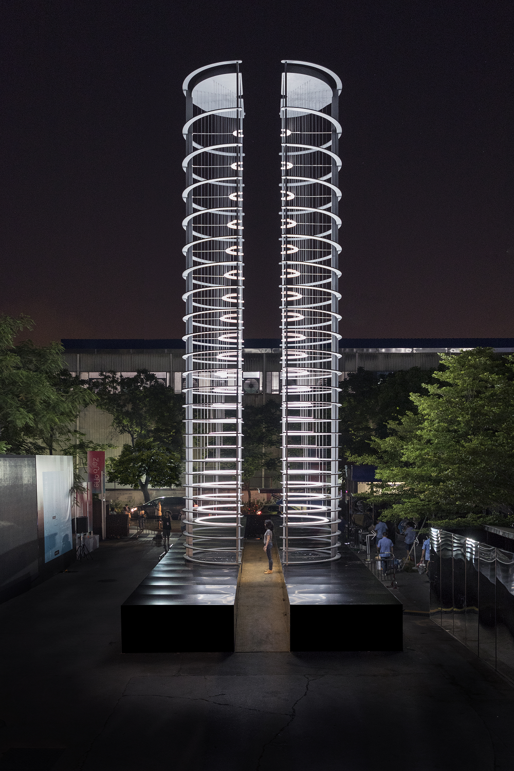 A tall column light installation